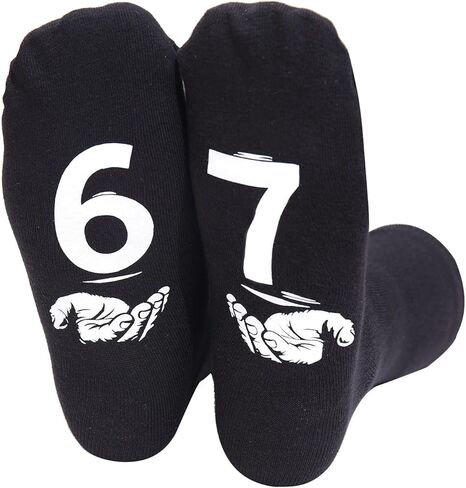 Funny Trendy Meme 67 Six Seven Socks, I'm Not Sleeping Cotton Crew Socks Unique Gift for Him Her in Saudi Arabia