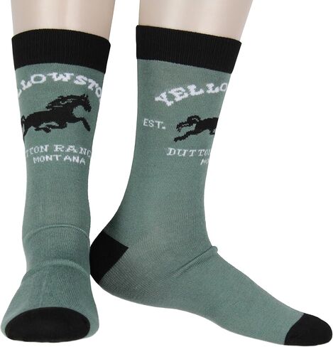 جوارب Bioworld Yellowstone Crew، Dutton Ranch Montana 1886 Y Logo Crew Socks للرجال والنساء، زوجان in Kuwait