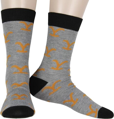 جوارب Bioworld Yellowstone Crew، Dutton Ranch Montana 1886 Y Logo Crew Socks للرجال والنساء، زوجان in Kuwait