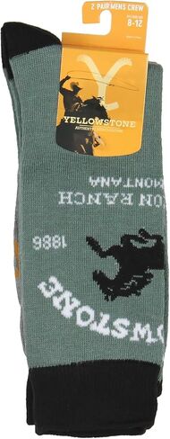 جوارب Bioworld Yellowstone Crew، Dutton Ranch Montana 1886 Y Logo Crew Socks للرجال والنساء، زوجان in Kuwait
