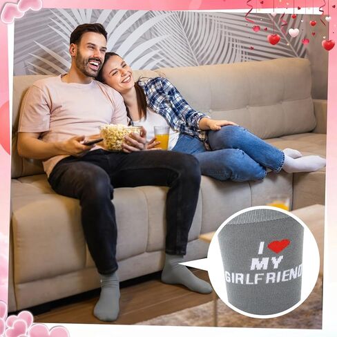 4 أزواج من جوارب عيد الحب لصديقها هدية I Love My Girlfriend Letters زوجين من الجوارب للرجال والنساء والذكرى السنوية وأعياد الميلاد وهدايا عيد الحب الرومانسية in Saudi Arabia