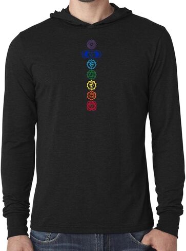 Yoga Clothing For You Mens Colored Chakras Lightweight Hoodie Tee Shirt in Saudi Arabia