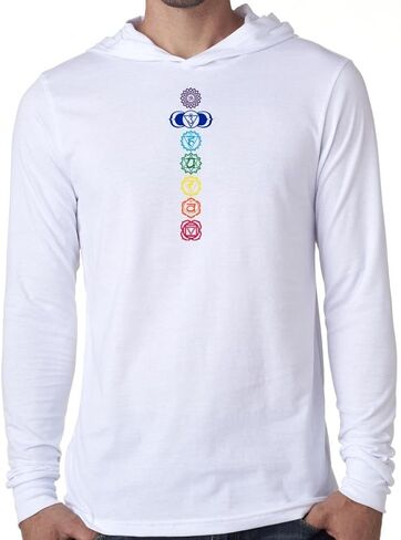 Yoga Clothing For You Mens Colored Chakras Lightweight Hoodie Tee Shirt in Saudi Arabia