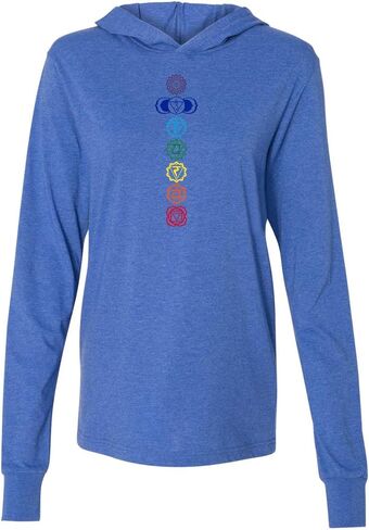Yoga Clothing For You Mens Colored Chakras Lightweight Hoodie Tee Shirt in Saudi Arabia