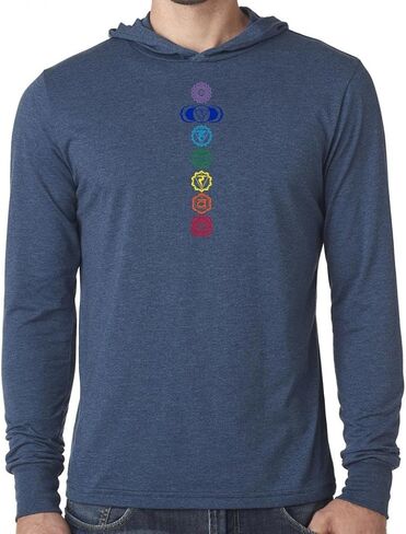 Yoga Clothing For You Mens Colored Chakras Lightweight Hoodie Tee Shirt in Saudi Arabia