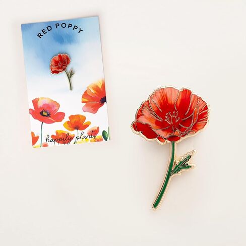 California Red Poppy Enamel Pin - Floral Lapel Brooch Gift California Poppy Floral Gift, August Birth Flower Pin in Saudi Arabia