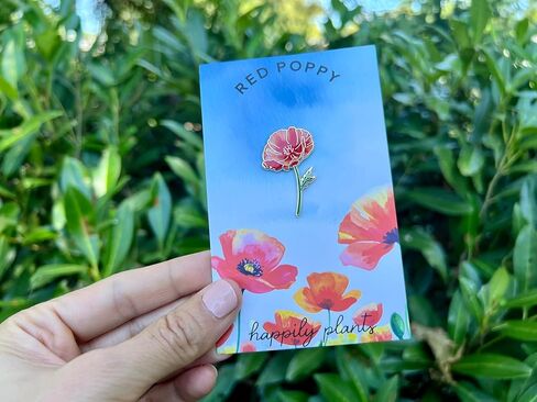 California Red Poppy Enamel Pin - Floral Lapel Brooch Gift California Poppy Floral Gift, August Birth Flower Pin in Saudi Arabia