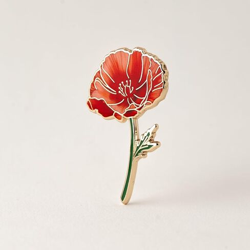 California Red Poppy Enamel Pin - Floral Lapel Brooch Gift California Poppy Floral Gift, August Birth Flower Pin in Saudi Arabia
