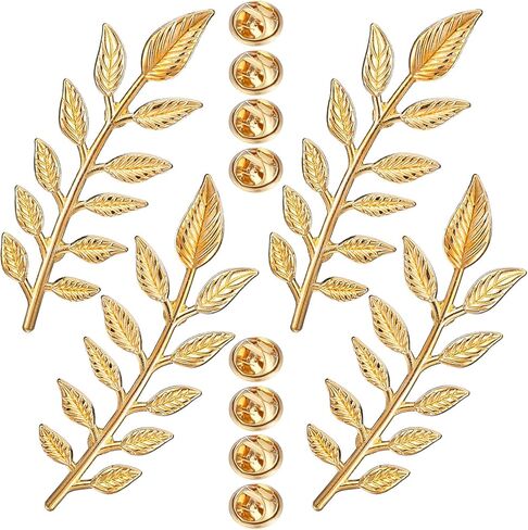 4 قطع من دبابيس أوراق الذهب السادة، دبابيس ودبابيس بدلة أنيقة للنساء، دبابيس بروش بسيطة كلاسيكية مزدوجة الأوراق، طوق ذهبي، دبوس طوق طية صدر السترة، دبوس أوراق نبات، بروش للملابس الرجالية والنساء، زوجان in Kuwait