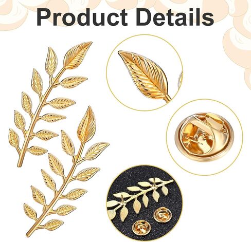 4 قطع من دبابيس أوراق الذهب السادة، دبابيس ودبابيس بدلة أنيقة للنساء، دبابيس بروش بسيطة كلاسيكية مزدوجة الأوراق، طوق ذهبي، دبوس طوق طية صدر السترة، دبوس أوراق نبات، بروش للملابس الرجالية والنساء، زوجان in Kuwait