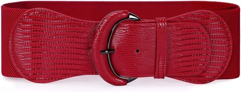 JASGOOD Women Stretchy Wide Waist Belt for Dress Ladies Vintage Elastic Belt,Red,Suit for size 31-36 inches in Saudi Arabia