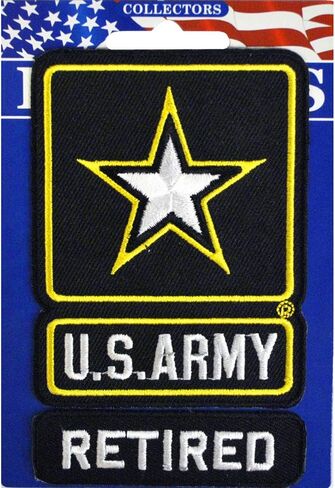 Army Retired Iron On Patch 4" x 2 1/2" PM0595 Licensed by Eagle Emblems in Saudi Arabia