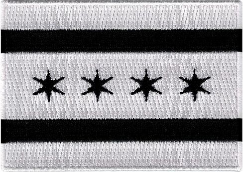 Chicago City Flag Black Embroidered Patch Iron-On Illinois Emblem in Saudi Arabia