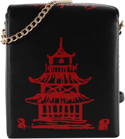 Oweisong Women Novelty Chinese Takeout Purse Tower Print Crossody Shoulder Bag Box Totes with Comfortable Chain Strap in Saudi Arabia