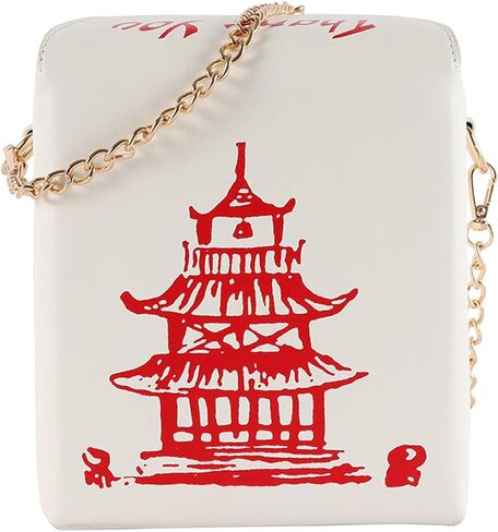 Oweisong Women Novelty Chinese Takeout Purse Tower Print Crossody Shoulder Bag Box Totes with Comfortable Chain Strap in Saudi Arabia