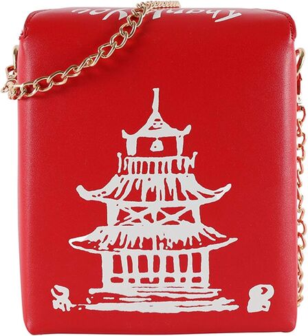 Oweisong Women Novelty Chinese Takeout Purse Tower Print Crossody Shoulder Bag Box Totes with Comfortable Chain Strap in Saudi Arabia
