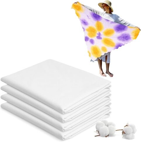 4 Pcs White Cotton Tapestry for Tie Dyeing Large Blank Plain Backdrop Perimeter Stitching DIY Hanging Wall Tapestry for Bedroom Living Room in Saudi Arabia