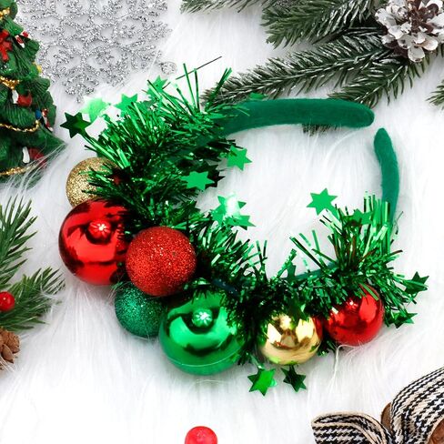 Chanaco Christmas Headbands Xmas Hair Accessories for Women Green Hair Bands Sequins Ball Holiday Headpiece for Party Favors Photo Props Decorations Gifts in Saudi Arabia