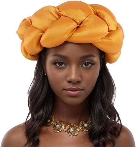 Exaggerated Big Braid Head Band African Raw Silk Turban Cap for Women Nigeria Wedding Party Headpiece Female Headband in Saudi Arabia