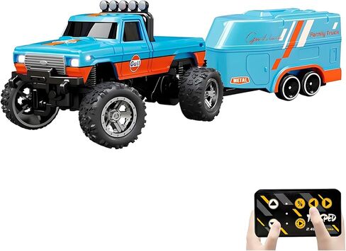 Mini Rc Truck, 1:64 Scale Monster Truck Remote Control Car with Lights, 2.4Ghz Remote Control, Mini Alloy Monster Truck Rc, Speed/Steering Adjustable (Grey) in Kuwait
