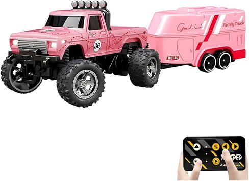 Mini Rc Truck, 1:64 Scale Monster Truck Remote Control Car with Lights, 2.4Ghz Remote Control, Mini Alloy Monster Truck Rc, Speed/Steering Adjustable (Grey) in Kuwait