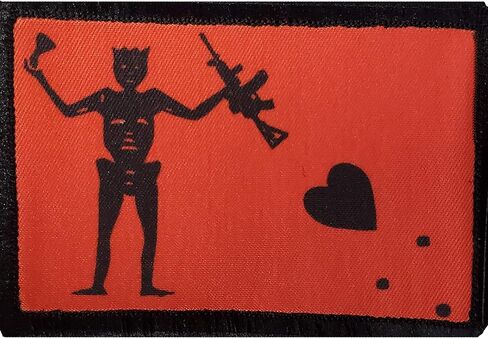 Redheaded Tshirts - RED AR15 Blackbeard Pirate Flag Morale Patch - 2x3 Hook Patch - Made in The USA in Saudi Arabia