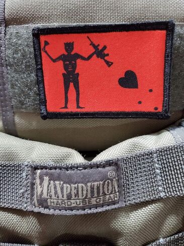 Redheaded Tshirts - RED AR15 Blackbeard Pirate Flag Morale Patch - 2x3 Hook Patch - Made in The USA in Saudi Arabia