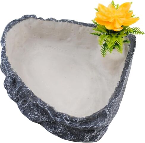 MUYG Reptile Food Water Bowl Resin Rock Reptile Feeding Dish Tortoise Feeder Food and Water Plate Amphibian Drinking Basin Reptile Habitat Tank Accessories for Turtle Lizard Leopard Gecko Chameleon in Saudi Arabia