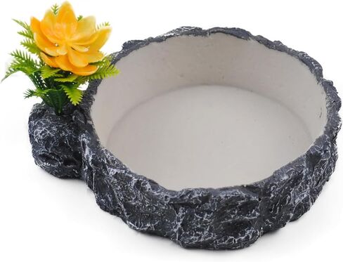 MUYG Reptile Food Water Bowl Resin Rock Reptile Feeding Dish Tortoise Feeder Food and Water Plate Amphibian Drinking Basin Reptile Habitat Tank Accessories for Turtle Lizard Leopard Gecko Chameleon in Kuwait