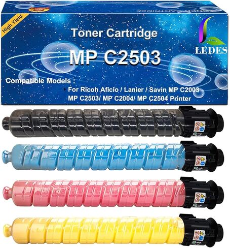 LEDES C2003 C2503 استبدال خرطوشة الحبر لـ 841918 841921 841920 841919 TONER for RICOH AFICIO MP C2003 C2004 C2503 C2504 (4 pack ، bk ، m ، y) y) in Kuwait