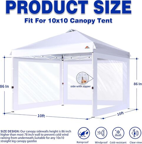 SCOCANOPY Clear Window Sidewall for 10x10 Canopy Frame, 3 Pack Sunwalls Only,(White) in Saudi Arabia