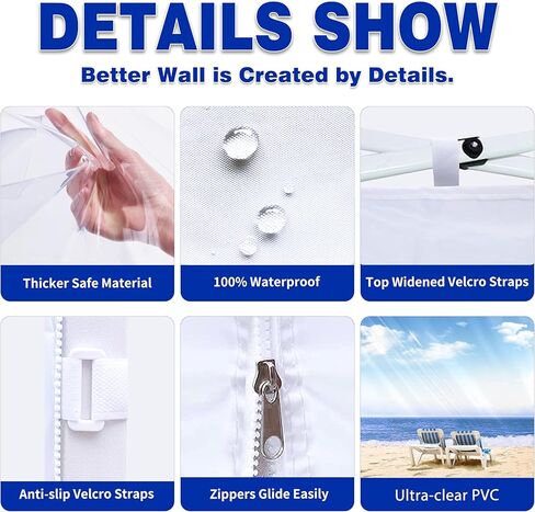 SCOCANOPY Clear Window Sidewall for 10x10 Canopy Frame, 3 Pack Sunwalls Only,(White) in Saudi Arabia