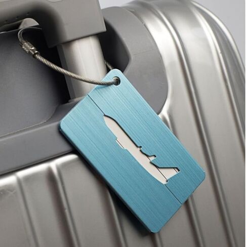 Brush Aluminum Luggage Tag Luggage Boarding Pass Check Tag(Blue) in Saudi Arabia