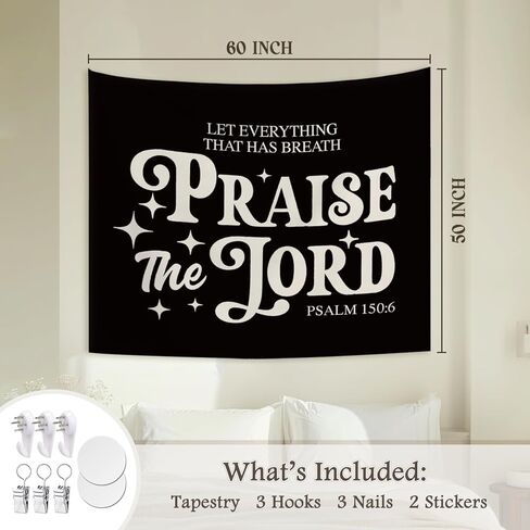 STHTTSW Vintage Christian Bible Wall Tapestry,“Let everything that has breath praise the Lord, Christian Gift for Women, Inspirational Wall Decor Tapestry for Bedroom, Living Room Dining Room Office in Saudi Arabia