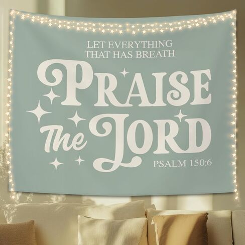 STHTTSW Vintage Christian Bible Wall Tapestry,“Let everything that has breath praise the Lord, Christian Gift for Women, Inspirational Wall Decor Tapestry for Bedroom, Living Room Dining Room Office in Saudi Arabia