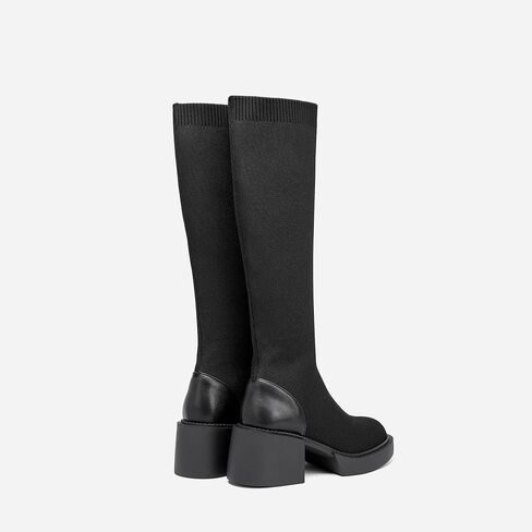 NEWBELLA Women's Knee High Sock Boots - Platform Chunky Heel Slip-On Boots for Streetwear & Casual Outfits in Saudi Arabia