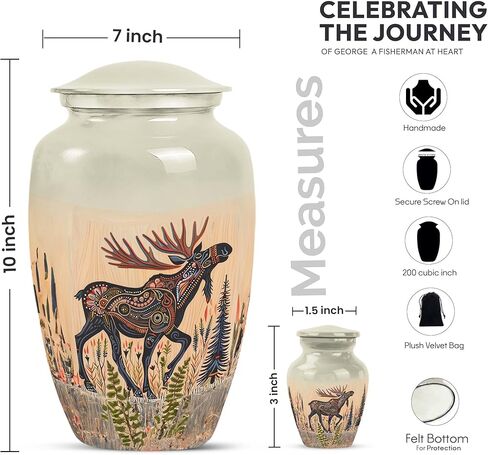 Moose Walking - Adult Cremation Urns for Human Ashes - Memorial Urns for Human Ashes Keepsake - 3 Inch - Urn for Mom - Keep Sake for Ashes - Memorial Urns for Human Ashes Keepsake in Saudi Arabia