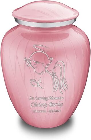 Geturns - Small Personalized Angel Cremation Urns for Human Ashes I Pearl Light Pink Funeral Urn for Women and Men I 44 lbs in Saudi Arabia