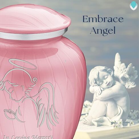 Geturns - Small Personalized Angel Cremation Urns for Human Ashes I Pearl Light Pink Funeral Urn for Women and Men I 44 lbs in Saudi Arabia