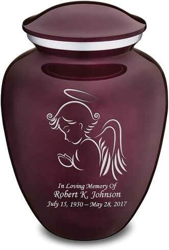 Geturns - Small Personalized Angel Cremation Urns for Human Ashes I Pearl Light Pink Funeral Urn for Women and Men I 44 lbs in Saudi Arabia