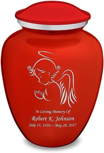 Geturns - Small Personalized Angel Cremation Urns for Human Ashes I Pearl Light Pink Funeral Urn for Women and Men I 44 lbs in Saudi Arabia