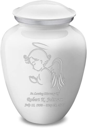 Geturns - Small Personalized Angel Cremation Urns for Human Ashes I Pearl Light Pink Funeral Urn for Women and Men I 44 lbs in Saudi Arabia