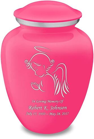 Geturns - Small Personalized Angel Cremation Urns for Human Ashes I Pearl Light Pink Funeral Urn for Women and Men I 44 lbs in Saudi Arabia