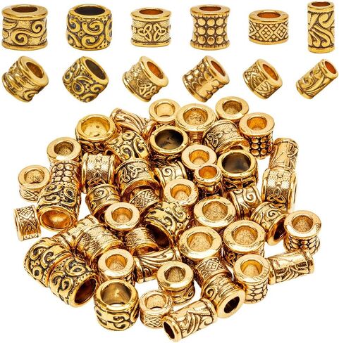 1 Box 60pcs Large Hole Alloy Tibetan Spacer Beads European Rondelle Barrel Tube Spacers Loose Antique Gold Hollow Bead For Jewelry Making Bracelet Women DIY Accessories in Saudi Arabia