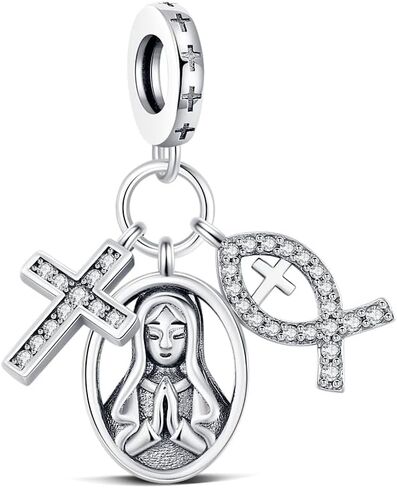 2026 Sparkling Cross Charms Pendant Fit Pandora Religious Bracelet 925 Sterling Silver Christian Faith Cross Mini Charm Birthday/Christmas Gifts for Granddaughter/Sister/wife in Kuwait