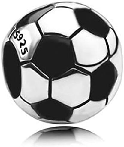925 Sterling Silver Charms Beads Pendants Compatible with Pandora Bracelets & Necklaces Etc (Soccer Ball Football) in Saudi Arabia