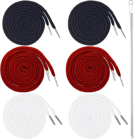 6pcs 57.4in Drawstring Cord with Spring Threader Tool, Replacement Drawstring for Sweatpants Sweatshirt Hoodies Shorts Pants Jackets Coats Bags- Black & White & Gray in Kuwait