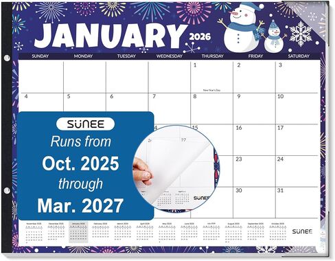 SUNEE 2025 Desk Calendar Large 22x17 from Now to March 2026, Extra Large Desktop Monthly Calendar Pad 18 Months For Teacher or Family, Desk Top, Seasonal in Kuwait