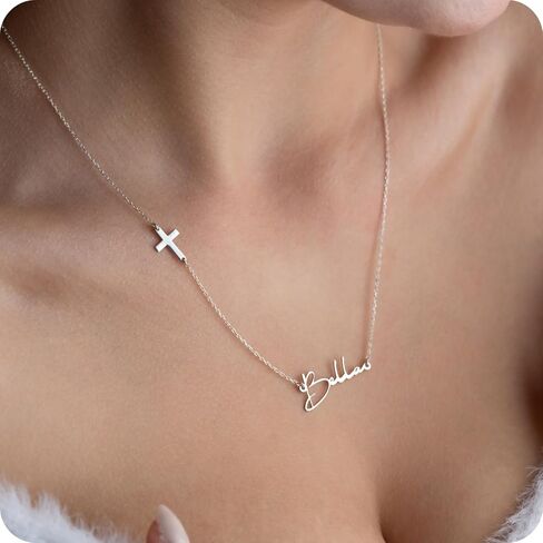 Personalized Cross Necklace with Name for Women – Custom Gold, Silver, or Rose Pendant – Adjustable Chain 14"-24" – Custom Name Jewelry Gift in Saudi Arabia