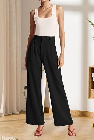 High Waisted Wide Leg Pants for Women Work Business Casual Trousers Long Dress Pants with Pockets in Saudi Arabia